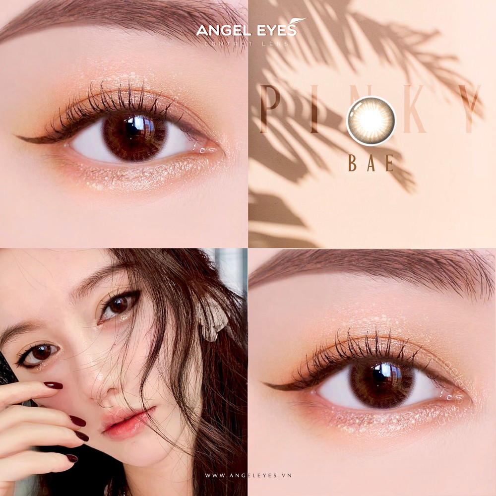 Lens nâu tự nhiên Angel Eyes - PINKY BAE - Đường kính 13.8 - Độ cận 0-6