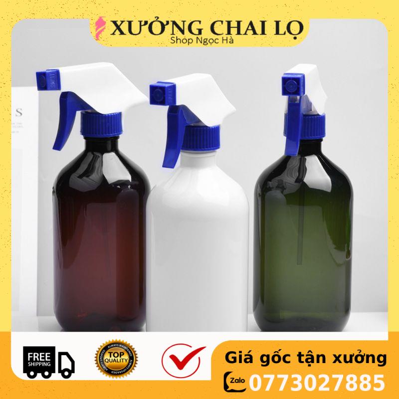 Chai Xịt Phun Sương ❤ GIÁ RẺ NHẤT ❤ Chai nhựa pet Vòi Xịt Kính rỗng 500ml Bầu tròn lùn chiết mỹ phẩm , phụ kiện du lịch