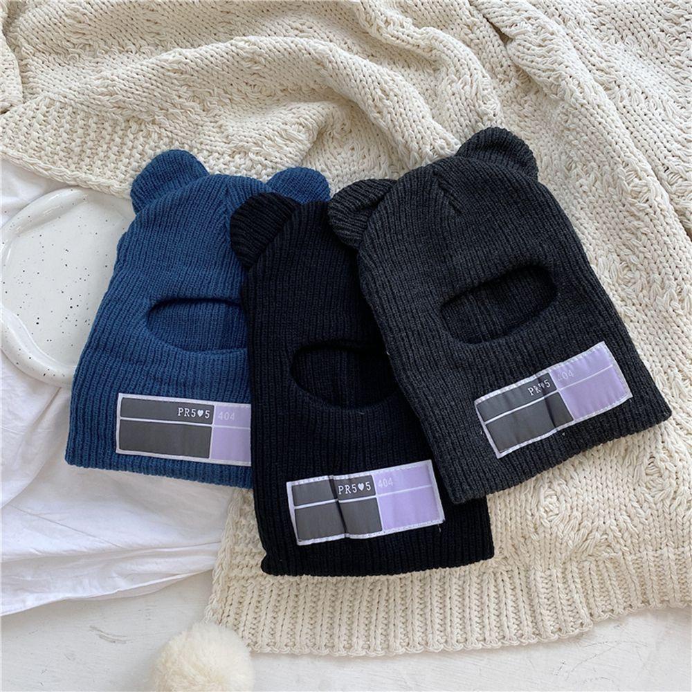 JARRED Mũ Len Beanie Đính Tai Gấu Đơn Giản Cho Nam