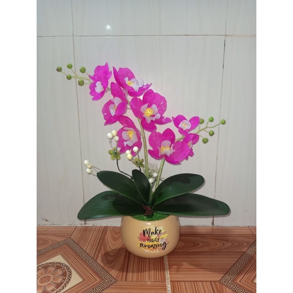 Set nguyên liệu tự làm chậu hoa lan hồ điệp pha lê + chậu cắm hoa