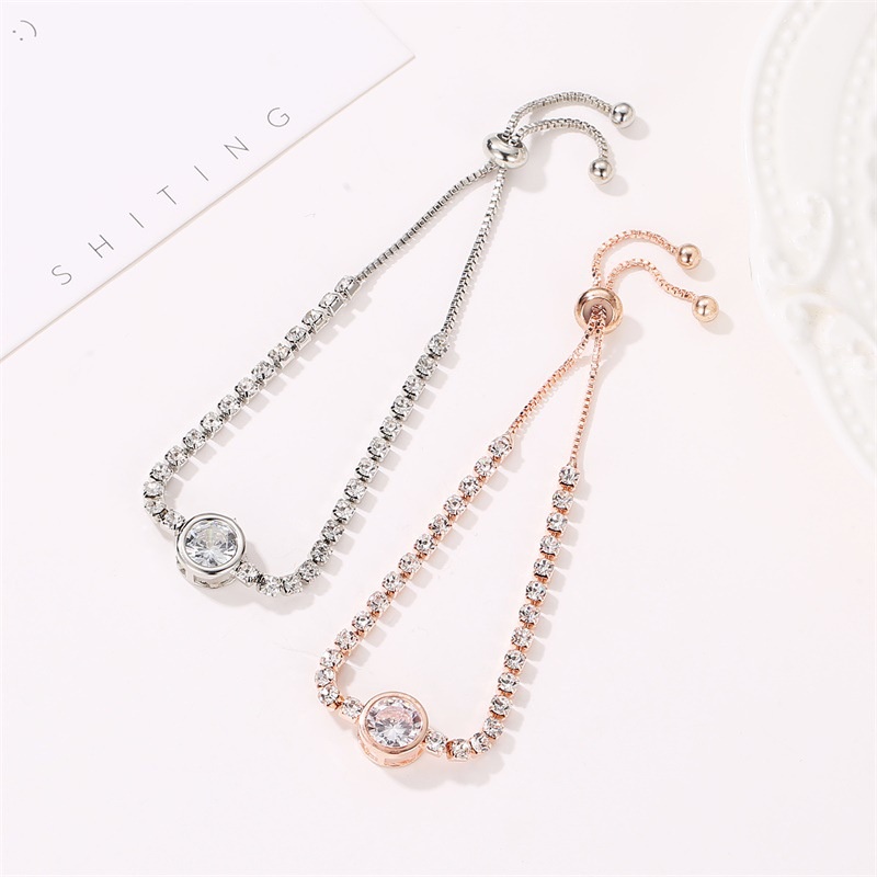 Vòng Đeo Tay Đính Đá Zircon Màu Vàng Hồng Họa Tiết Trái Tim Nhỏ Đơn Giản Thời Trang Mới Cho Nữ