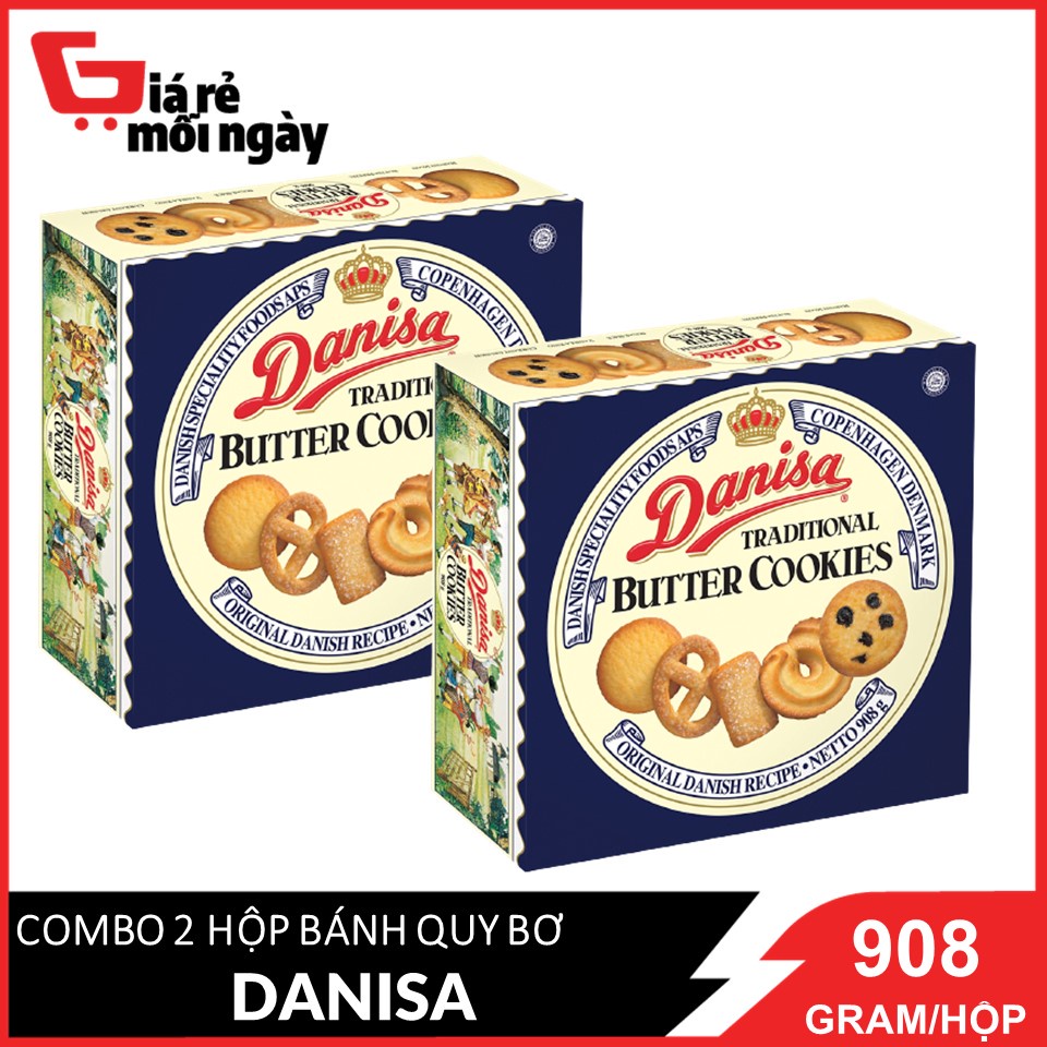 Combo 2 hộp Bánh quy bơ Danisa Size đại Hộp 908gX2 (date mới)