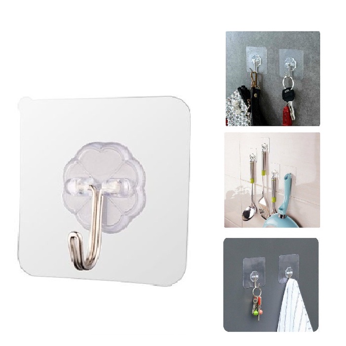 [HCM Giá Rẻ] Combo Sỉ 100 Móc Dán Hoa Mai Trong Suốt Chịu Lực Treo Đồ Đa Năng Trên Nhiều Chất Liệu