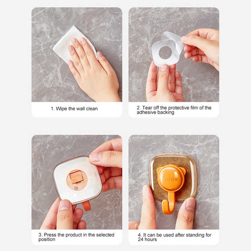 Set 4 Móc Treo Đồ Dán Tường Chịu Tải Lớn Không Để Lại Dấu Vết Thiết Kế Dễ Thương Cho Nhà Tắm