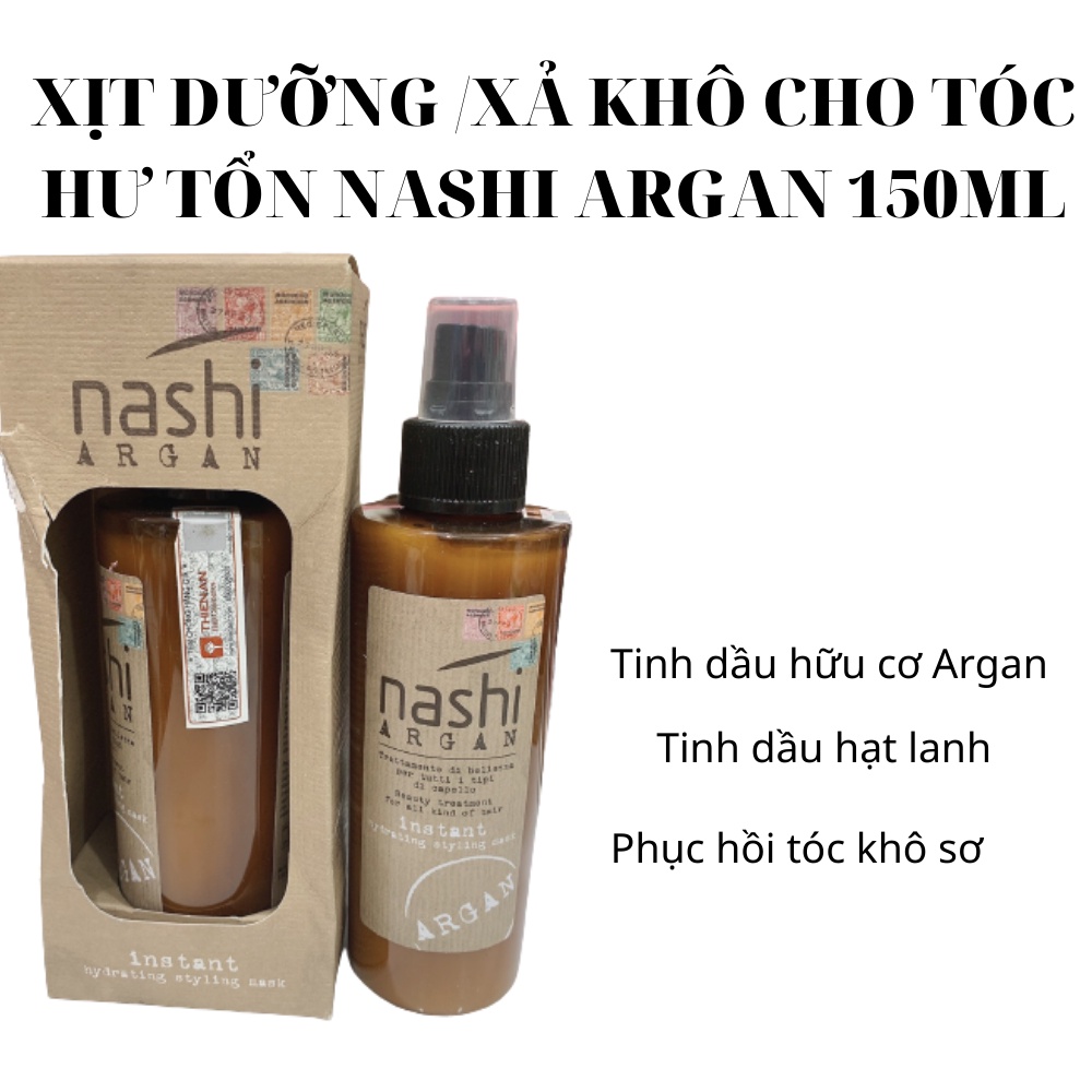 NASHI - XỊT DƯỠNG XẢ KHÔ CHO TÓC HƯ TỔN NASHI ARGAN 150ML