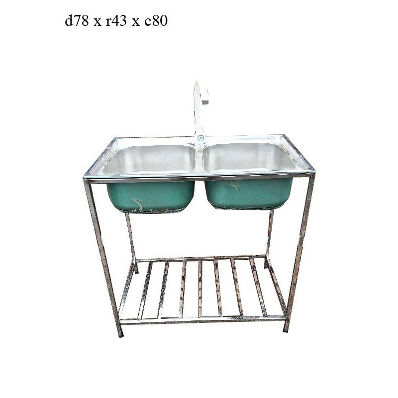 Chậu rửa 2 hố  ( khung đỡ inox)