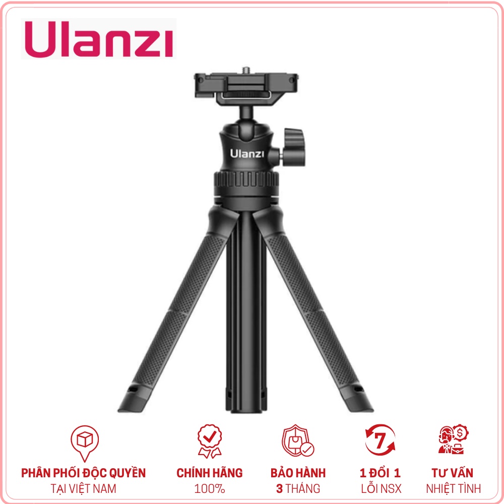 ULANZI MT-34 - HÀNG CHÍNH HÃNG - Chân Tripod tích hợp ngàm kẹp điện thoại, ballhead xoay 360°