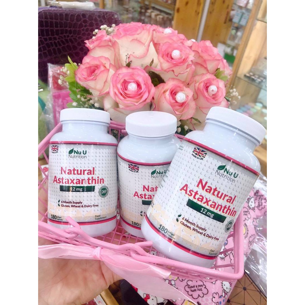Vitamin Astaxanthin | Chống Lão Hóa, Tăng Độ Dẻo Dai | NU U Astaxanthin 12mg 180 Viên- Chính Hãng - Muscle Fitness | Thế Giới Skin Care