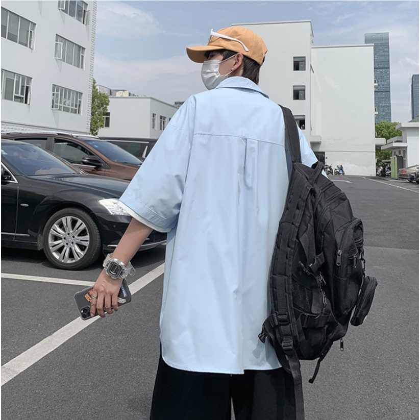 Áo sơ mi tay ngắn dáng lửng rộng áo sơ mi trắng thời trang sơ mi nữ form rộng phong cách hàn quốc áo sơ mi nam áo sơ mi nữ