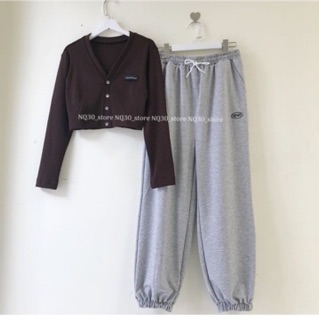 ♥️Set Bộ Quần Jogger + CropTop Logo