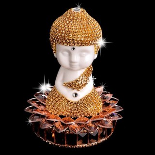 Tượng Phật Thích Ca đính đá thủ công kèm nước hoa cao cấp, Tượng phật trang trí ô tô