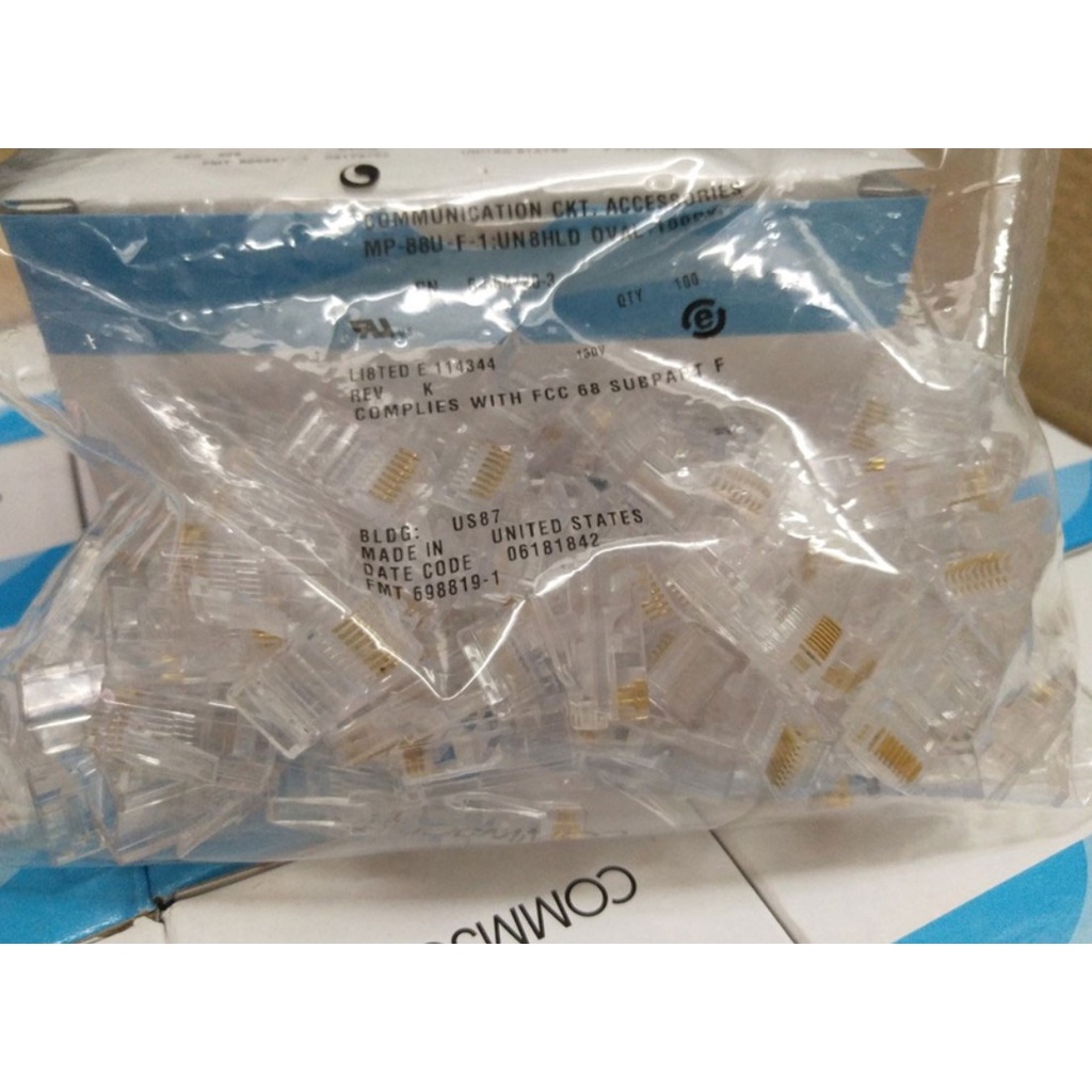 Túi 100 hạt bấm đầu mạng RJ45 chuẩn CAT5 giá siêu tốt