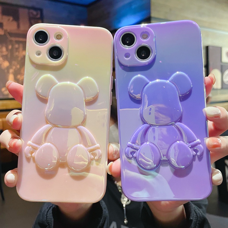 Ốp Điện Thoại Trong Suốt Chống Sốc In Hình Gấu Dễ Thương Cho iPhone 13 12 11 Pro X XS XR