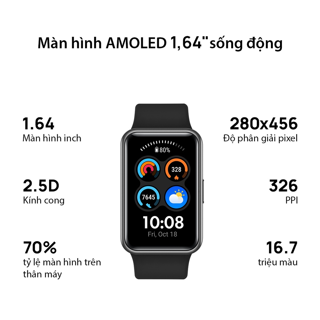 Đồng Hồ Thông Minh HUAWEI WATCH FIT Mới | Theo Dõi Spo2 Cả Ngày | Thời Lượng Pin Dài