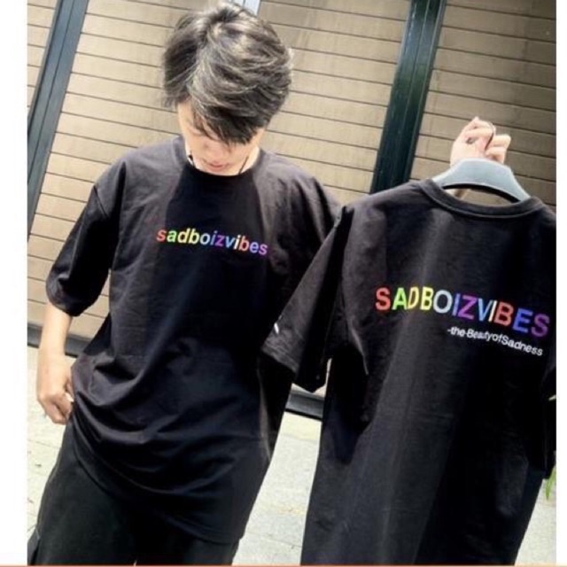 Áo phông tay lỡ sadboiz in chữ 7 màu giá rẻ