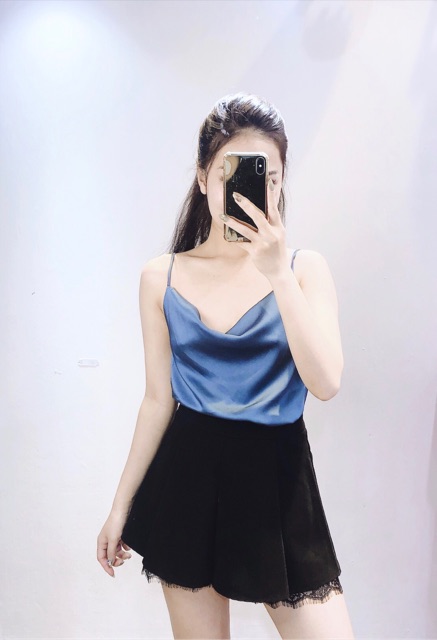 Áo 2 dây cổ đổ sang chảnh, chất lụa satin đẹp