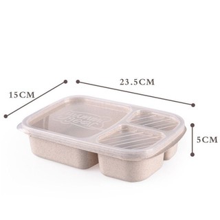 Hộp cơm trưa 3 ngăn bằng rơm lúa mì an toàn