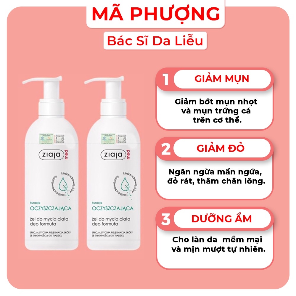 SỮA TẮM CHO DA MỤN NẤM ZIAJA 400ml