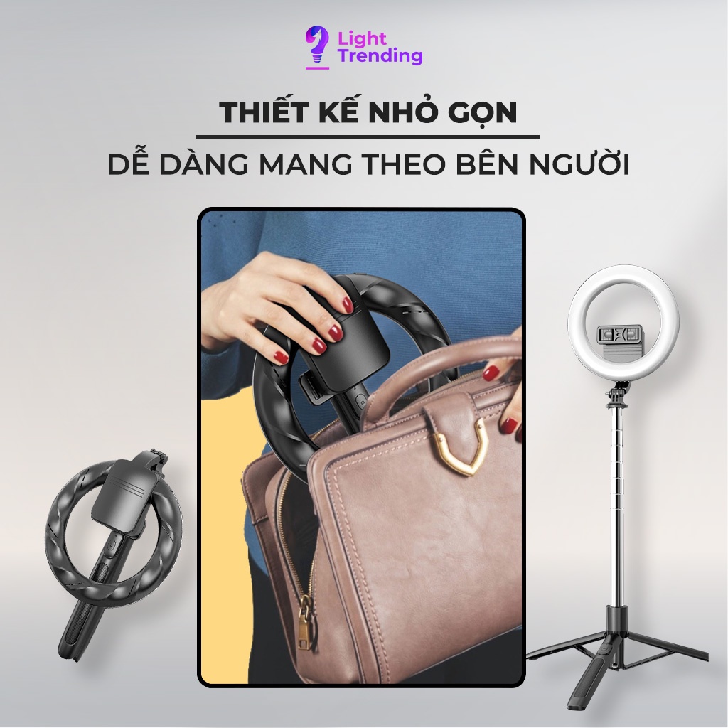 Giá đỡ điện thoại, đèn chụp ảnh thế hệ mới, Dụng cụ hỗ trợ livestream, Điều khiển chụp ảnh từ xa, Bảo hành 12 tháng
