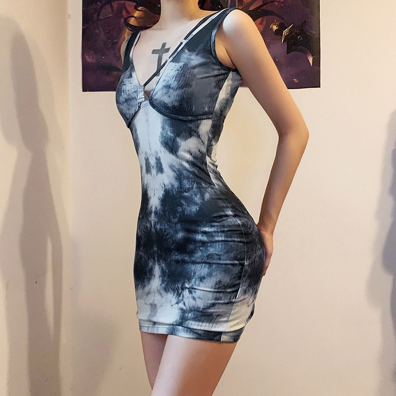 Đầm body cổ chữ V in hình thời trang mùa hè cho nữ | BigBuy360 - bigbuy360.vn