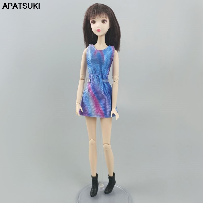 Đầm ngắn không tay màu xanh dương cho búp bê Barbie tỉ lệ 1/6