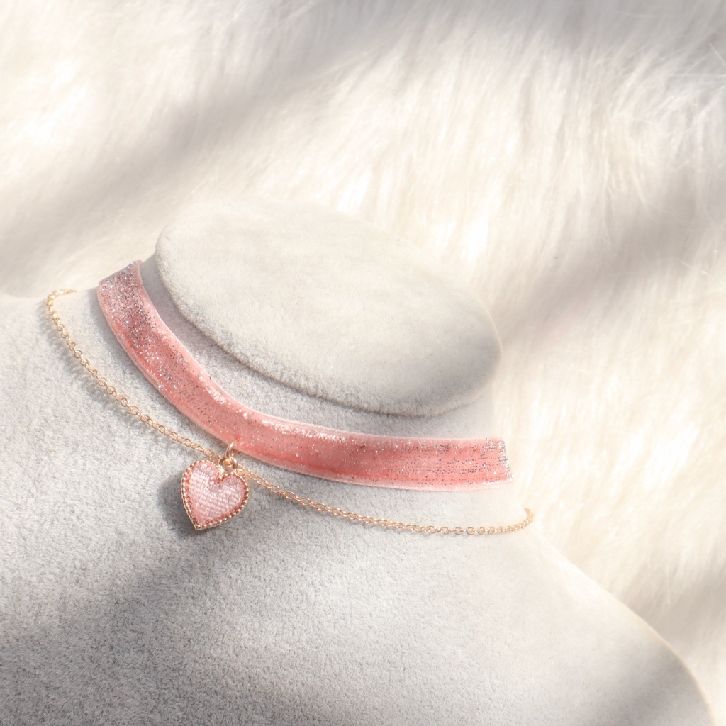 Vòng Cổ Choker Dây Nhung Nhiều Màu Sắc Mặt Trái Tim Thời Trang