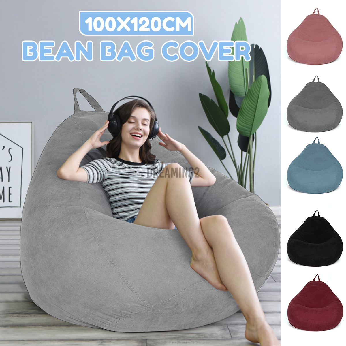 120*100cm Adults Kids Large Bean Bag Chair Sofa Couch Cover Indoor Lazy Lounger