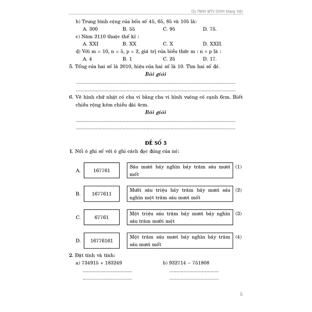 Sách- 100 Đề Kiểm Tra Toán Lớp 4