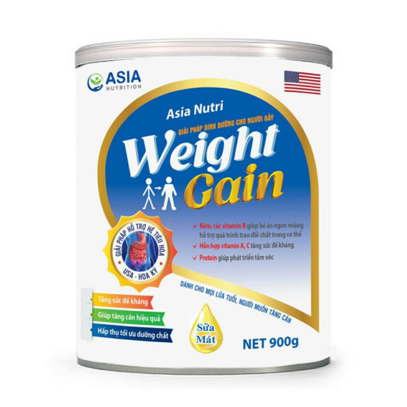 Sữa Asia Nutri,nhập khẩu Hoa Kỳ,hộp 900g,dành cho người muốn tăng cân