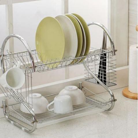 Giá Phơi Chén Dĩa 2 Tầng Bằng Thép Không Gỉ Tiện Dụng
