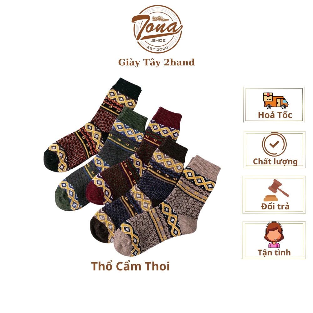 [TonaShoe] Tất Thổ Cẩm Vintage Cổ Cao Đủ Màu Dành Cho Nam Và Nữ