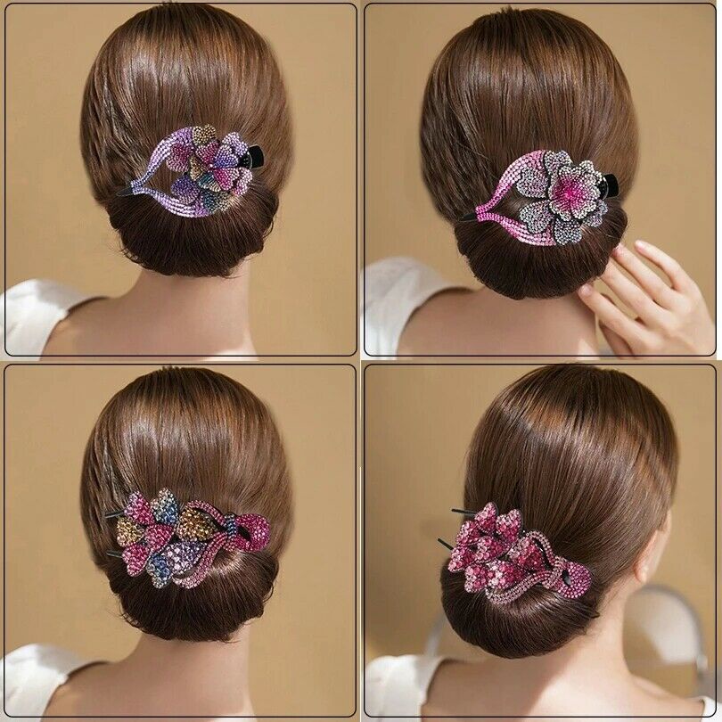 Kẹp tóc hình hoa đính đá thời trang dành cho nữ