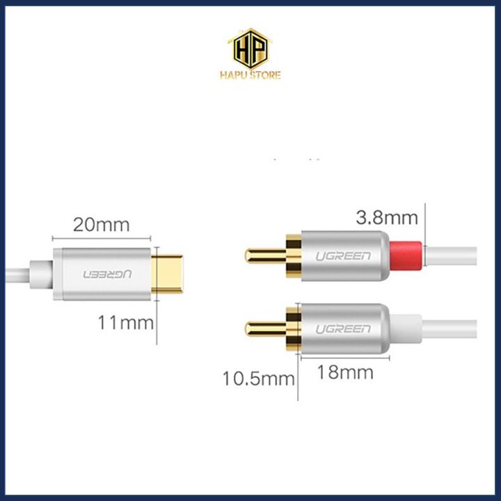 Cáp chuyển đổi USB Type C to RCA dài 1,5m chính hãng Ugreen 30735