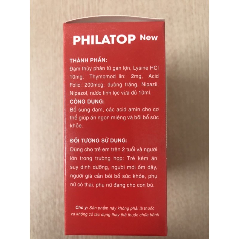 PHILATOP con hươu ống nhựa 10ml - hộp 20 ống - dùng cho trẻ biếng ăn, chậm lớn, người già, tăng sức đề kháng