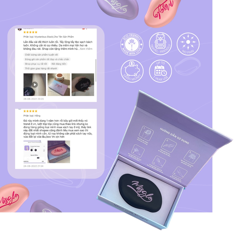 US-UK  Đá tẩy lông không đau Nano-Crystalline Misglo cao cấp Full Box