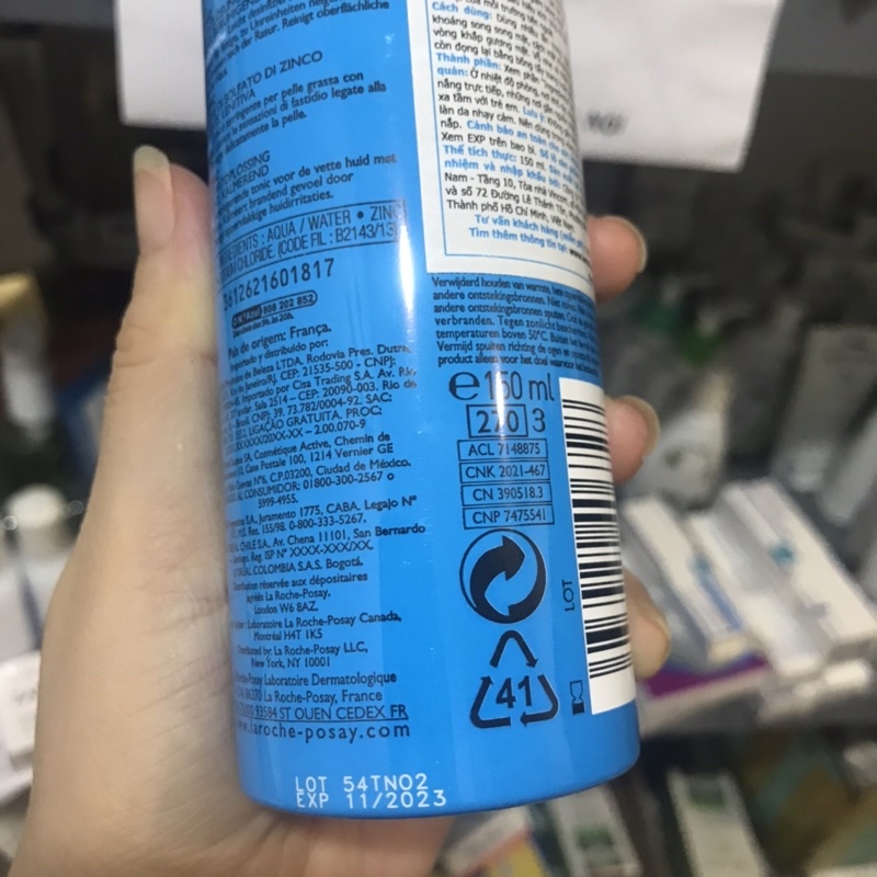 Nước Khoáng Làm Sạch Và Dịu Da La Roche Posay Serozinc 150ml