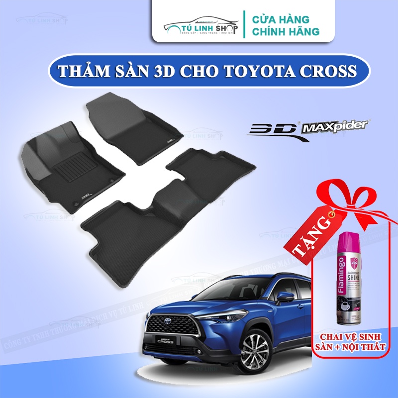 Thảm lót sàn TOYOTA CROSS bằng khuôn đúc hãng Kardo hoặc 3D MAXpider KAGU, Chất liệu XPE an toàn không độc hại