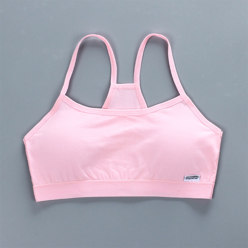 Áo lót hai lớp màu trơn in chữ có đệm ngực cho bé gái