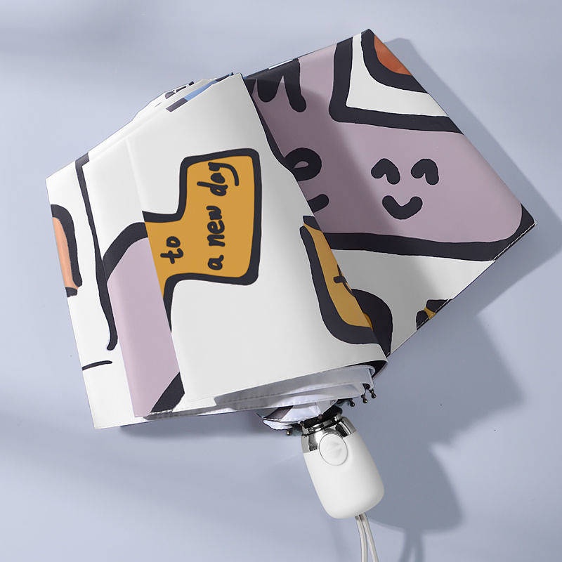 Tetris Automatic Sun Umbrella Female Sun Protection UV Protection Five Folding Ultra Light Portable Mini Sun Umbrella H85I