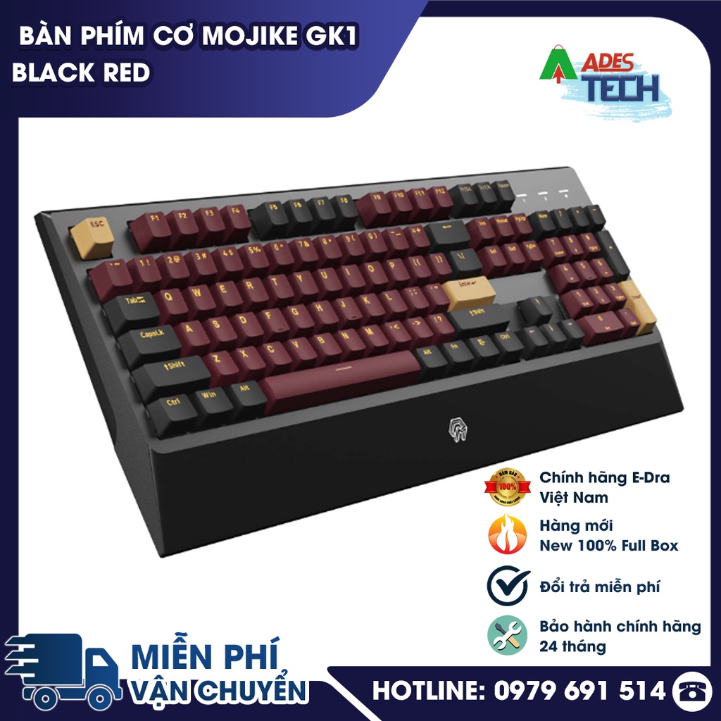 Bàn phím cơ Mojike GK1 Black Red  | Bảo hành 12 tháng