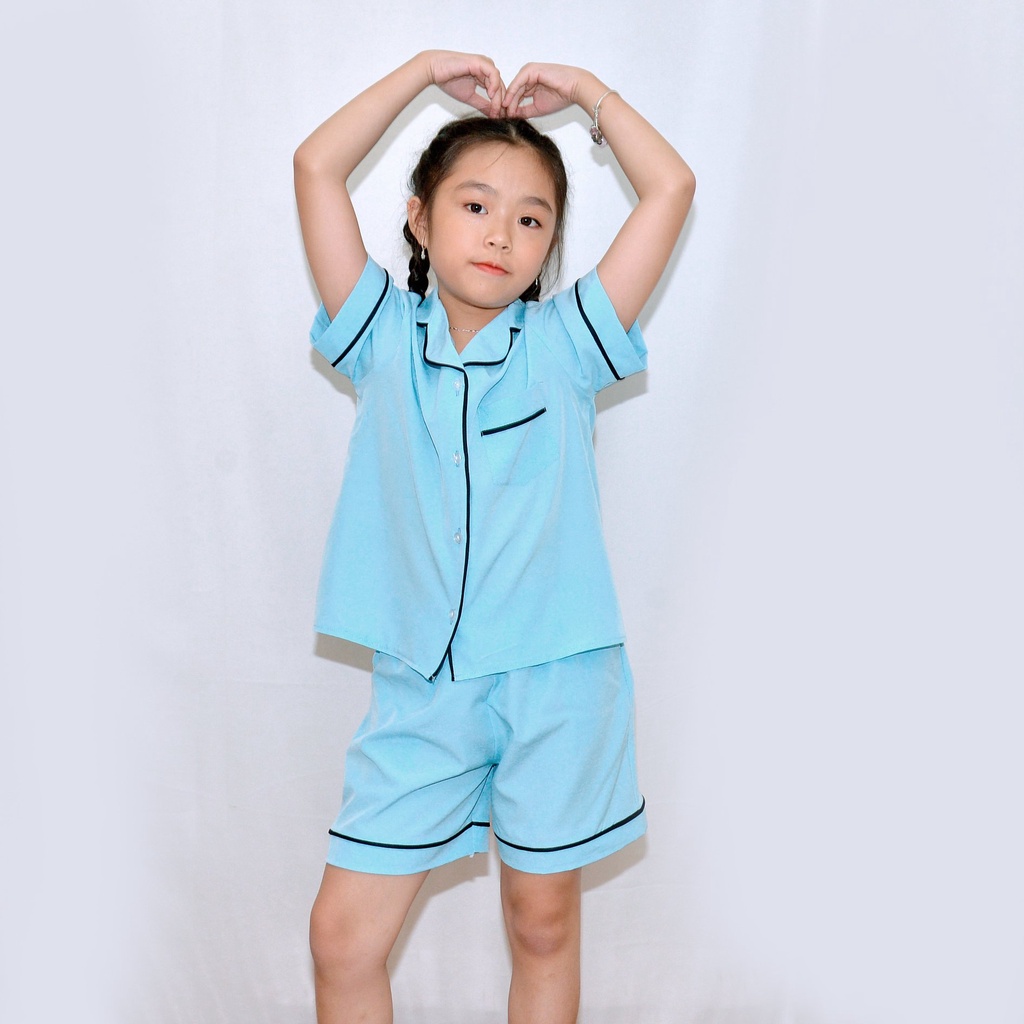 Bộ đồ ngủ pijama bé gáÍ MÀU XANH NGỌC - Vải lụa mềm mại, màu sắc tươi mới, mang lại cho bé cảm giác cực kỳ dễ chịu