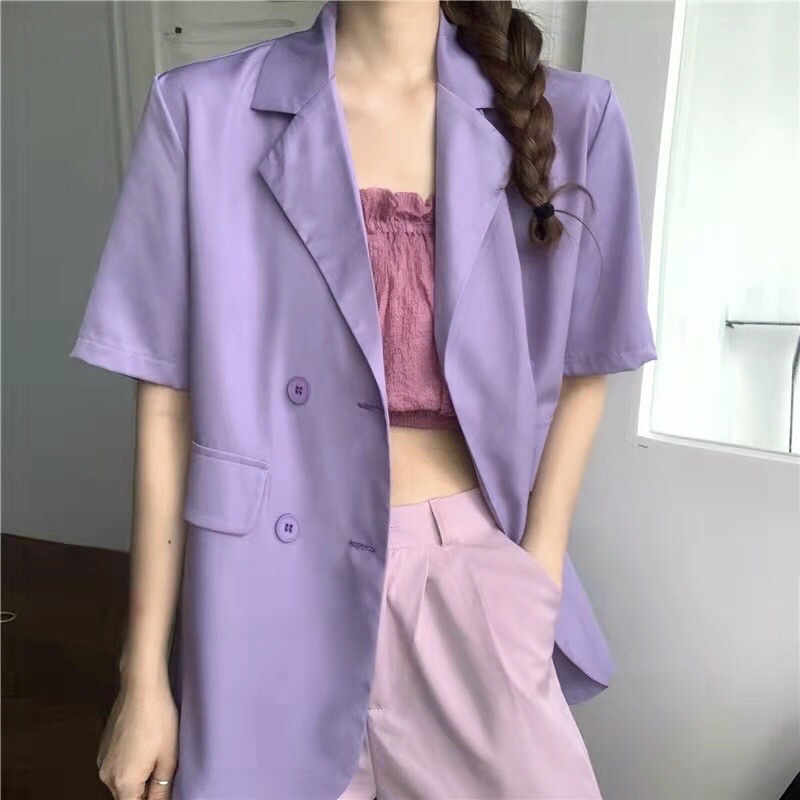 Áo  Khoác Blazer Nữ Tay Ngắn Phom Rộng Chất Đẹp - BLA22060