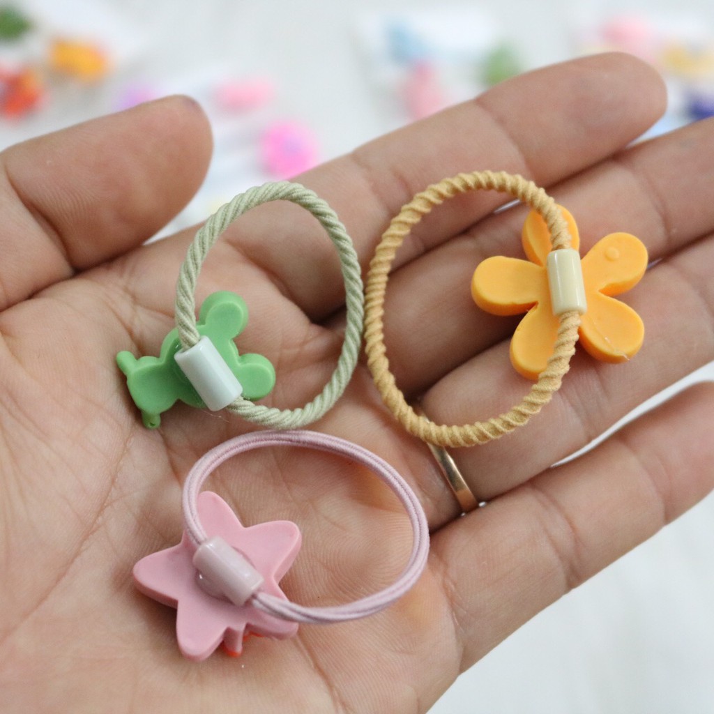 Set 10 cái thun cột tóc siêu cute nhiều họa tiết - chun cột tóc cho bé co giãn tốt