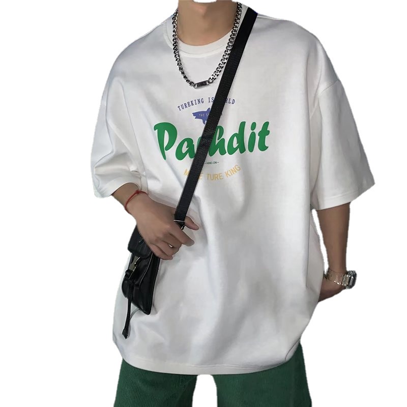 Áo Thun Nam Dáng Rộng In Chữ Phong Cách Hip Hop Hàn Quốc Thời Trang Mùa Hè Thoải Mái Cỡ Lớn M-8XL