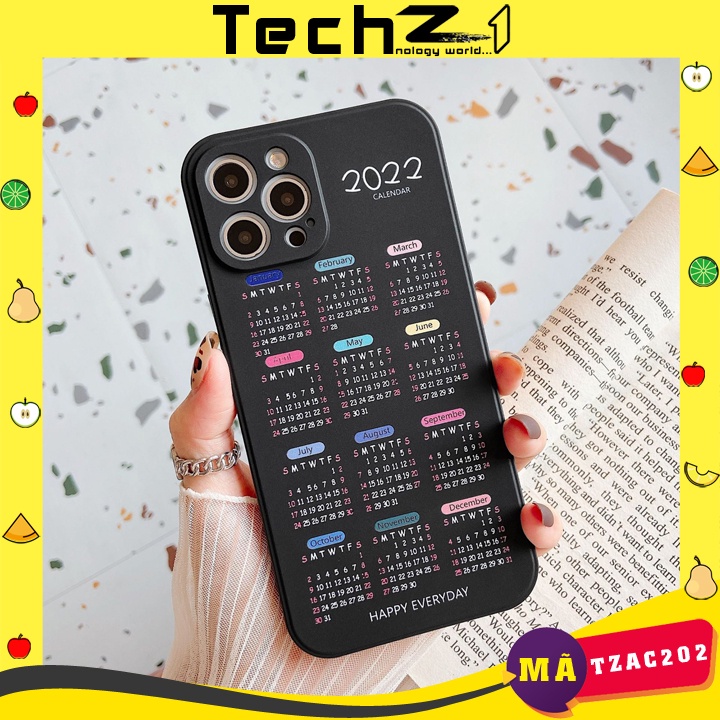Ốp lưng iPhone 7=&gt;13 in hình lịch 2022 cực xinh &amp; tiện lợi - Mã TZAC202