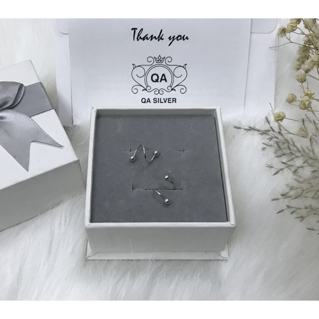 Khuyên tai bạc 925 xoắn tròn chốt bi vặn bông kẹp vành nam nữ S925 HELIX Silver Earrings QA SILVER EA200406