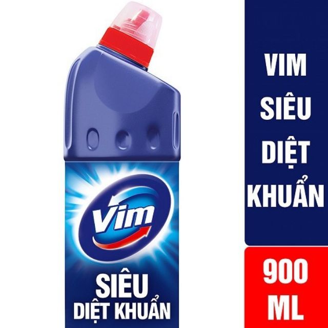 Nước tẩy bồn cầu, nhà tắm Vim Diệt khuẩn chai 900ml