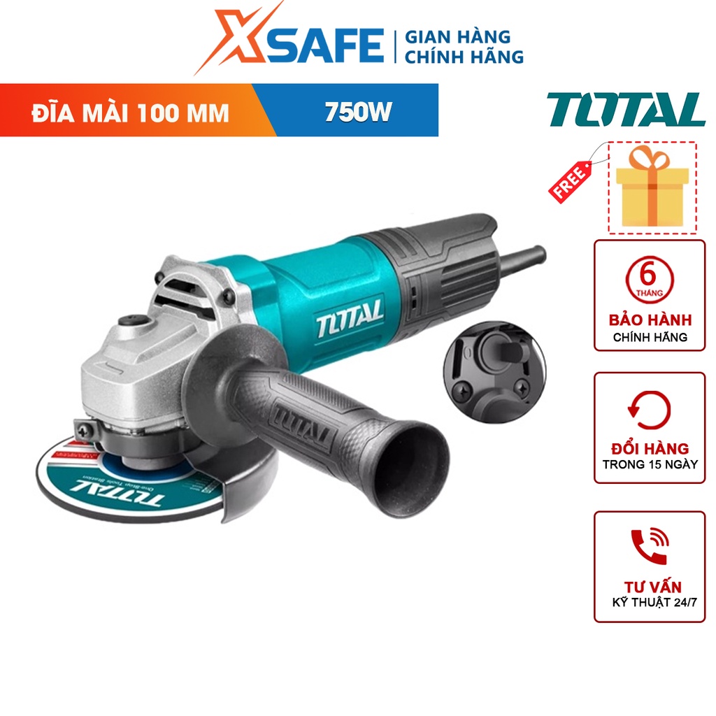 Máy mài cầm tay 750W TOTAL TG10710056 (công tắc đuôi), trục chính M10, đường kính đĩa mài 100mm [CHÍNH HÃNG][XSAFE]