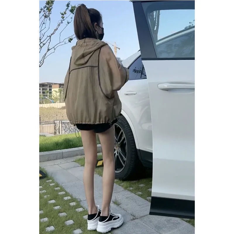 Áo Khoác Chống Nắng Có Mũ Trùm Dáng Rộng Thiết Kế Mới Thời Trang Mùa Hè Theo Phong Cách Hàn Quốc