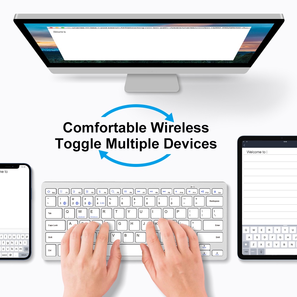 Bàn phím ko dây GOOJODOQ Bluetooth 5.0 2.4G 3 kết nối đa thiết bị thích hợp cho laptop táo